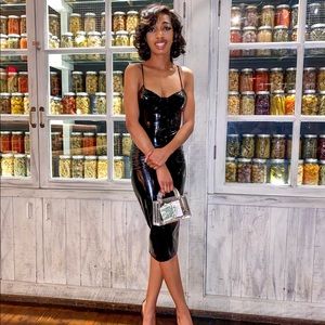 bustier patent dress